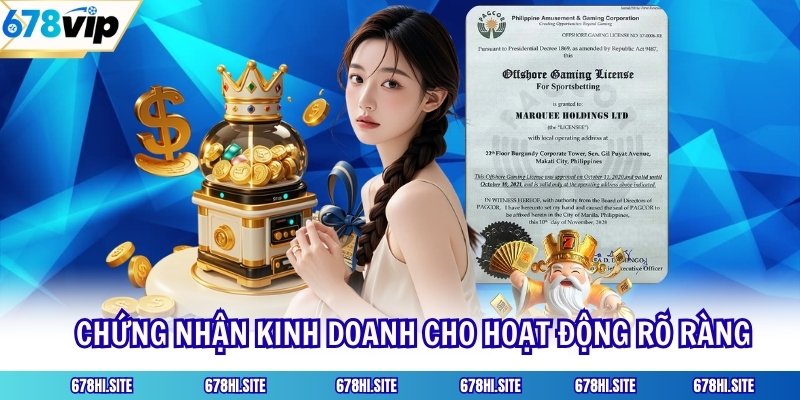 Chứng nhận kinh doanh cho hoạt động rõ ràng